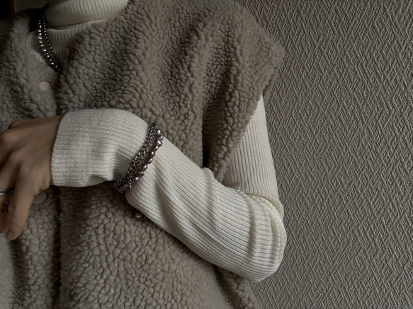 ーlayer pearl braceletsilverー　サージカルステンレス　チェーンブレスレット　パール 17枚目の画像