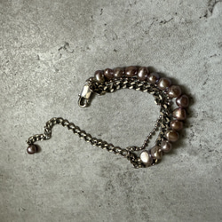 ーlayer pearl braceletsilverー　サージカルステンレス　チェーンブレスレット　パール 19枚目の画像
