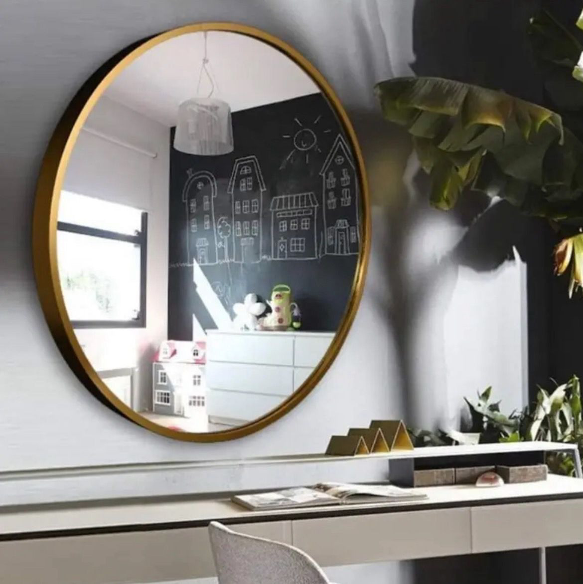 ミラー おしゃれ アンティーク 43cm 屋外 オーダー 壁掛け カーテン 鏡 オークウッド 丸いメイクアップミラー 木