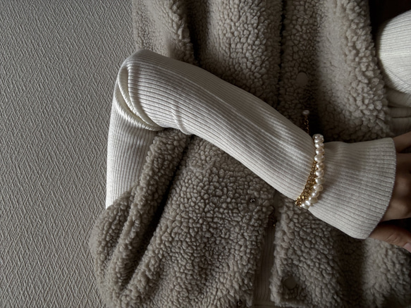 ーlayer pearl braceletー　サージカルステンレス　チェーンブレード　ブレスレット　パールアクセサリー 9枚目の画像