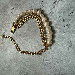 ーlayer pearl braceletー　サージカルステンレス　チェーンブレード　ブレスレット　パールアクセサリー 17枚目の画像