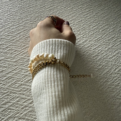 ーlayer pearl braceletー　サージカルステンレス　チェーンブレード　ブレスレット　パールアクセサリー 2枚目の画像
