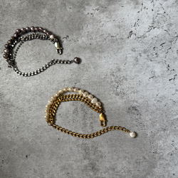 ーlayer pearl braceletー　サージカルステンレス　チェーンブレード　ブレスレット　パールアクセサリー 19枚目の画像