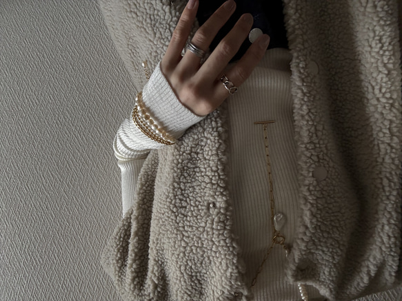 ーlayer pearl braceletー　サージカルステンレス　チェーンブレード　ブレスレット　パールアクセサリー 20枚目の画像