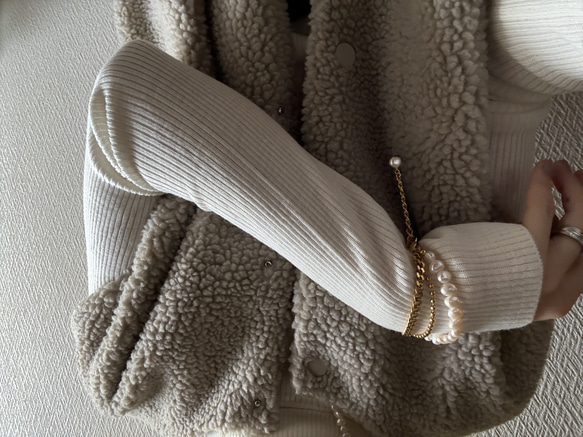 ーlayer pearl braceletー　サージカルステンレス　チェーンブレード　ブレスレット　パールアクセサリー 12枚目の画像