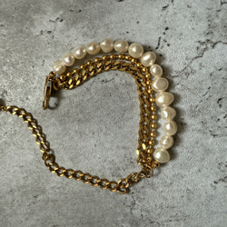 ーlayer pearl braceletー　サージカルステンレス　チェーンブレード　ブレスレット　パールアクセサリー 15枚目の画像