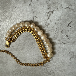 ーlayer pearl braceletー　サージカルステンレス　チェーンブレード　ブレスレット　パールアクセサリー 18枚目の画像