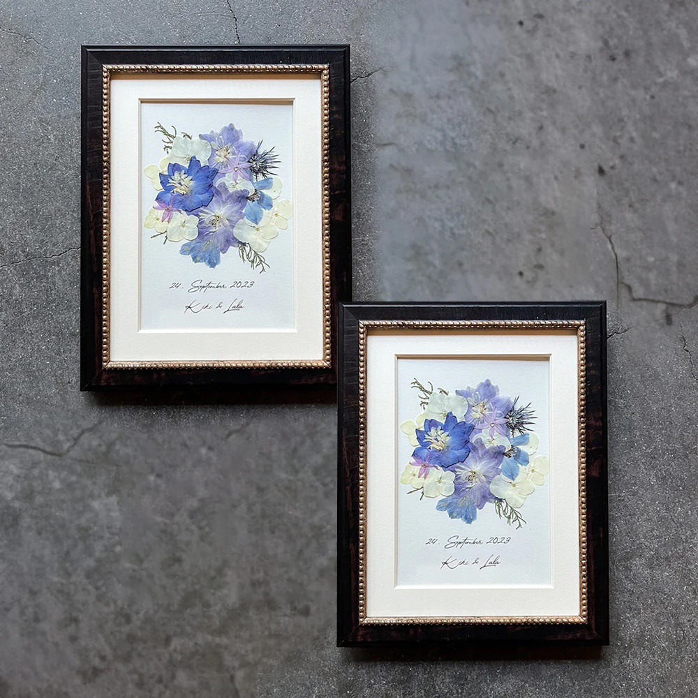【アフターブーケ ＜Jaka 2set＞】生花ブーケを「押し花＆額装」してお届けします　結婚式 プロポーズ ブーケ 記念