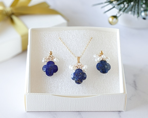 クリスマス限定セット】ラピスラズリと淡水パールのネックレス