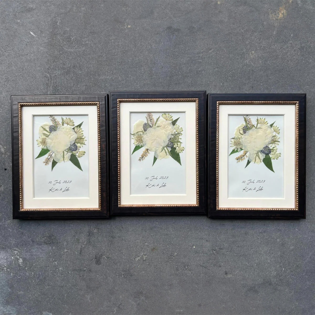 【アフターブーケ ＜Jaka 3set＞】生花ブーケを「押し花＆額装」してお届けします　結婚式 プロポーズ ブーケ 記念