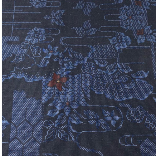 着物反物* 紬地草花とヱ霞 草花 大人の兵児帯 半幅帯 長尺475cm 和装