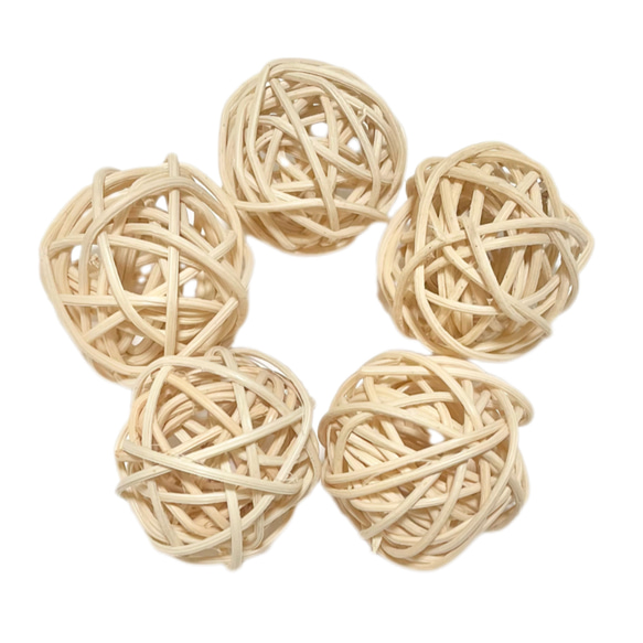 5個 直径3cm インコ かじりおもちゃ ミニ ラタンボール 籐 ボール 天然木 安心安全 ベージュ 茶色 ブラウン 1枚目の画像