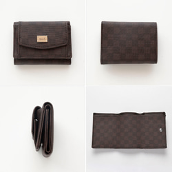 ミニウォレット 【 フィオレッティ チェック柄 ネームプレート 名入れ 】 ミニ財布 三つ折り財布 文字入れ HE69U 10枚目の画像