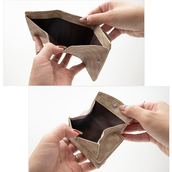 ミニウォレット 【 フィオレッティ チェック柄 ネームプレート 名入れ 】 ミニ財布 三つ折り財布 文字入れ HE69U 11枚目の画像