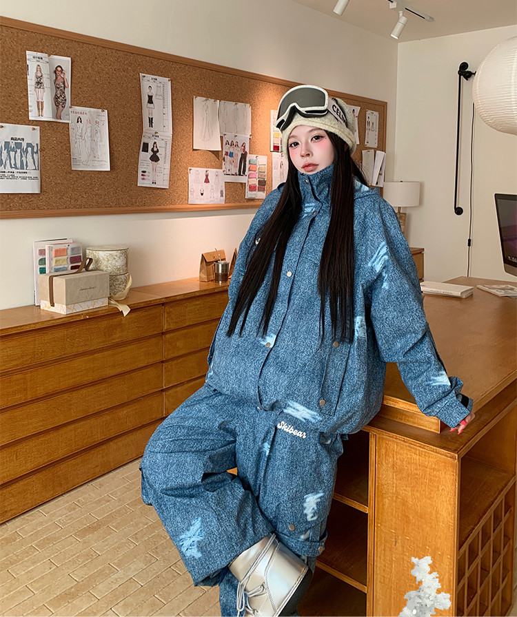 25-26秋冬限定 スノボウェア 上下セット 青 撥水 3L メンズ レディース ジャケット パンツ SN043