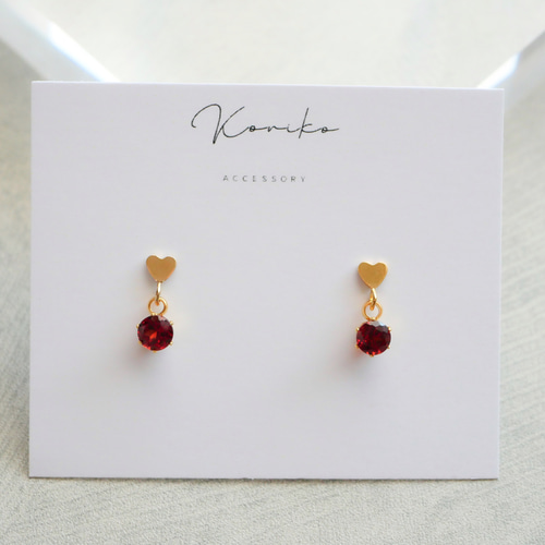 選べる誕生石×小さなハートピアス 14KGF 4mm ゴールド 天然石 金