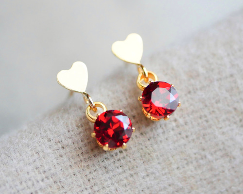 選べる誕生石×小さなハートピアス 14KGF 4mm ゴールド 天然石 金