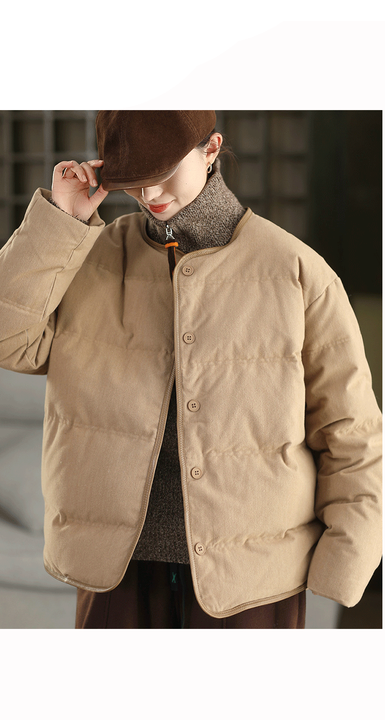 冬季ファッションウール調 90% 白アヒルダウンコート 立体フワフワ厚手パンケーキダウンジャケット