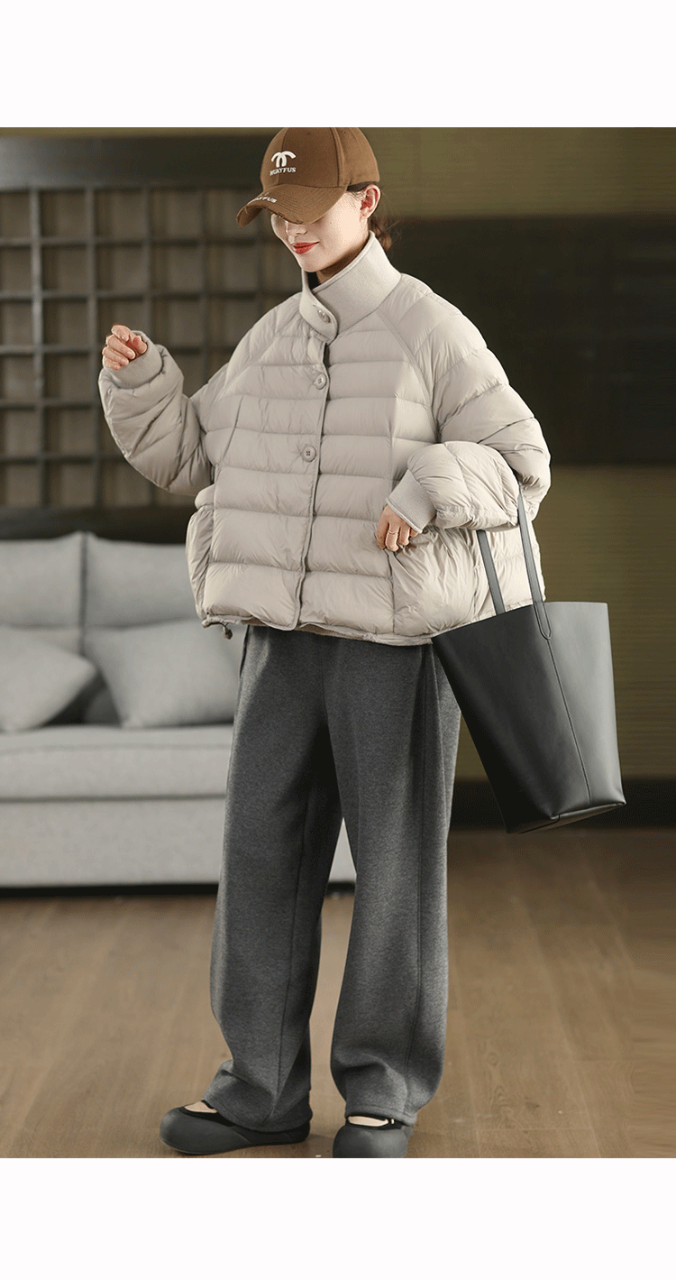 冬季 90% 白アヒルダウンウォームコート 女ファッション拼接ニット厚手抽绳裾ダウンジャケット