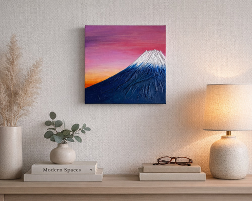 富士山 初茜 】（一点物）テクスチャーアート 18センチ正方形