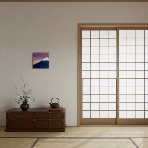 富士山 初茜 】（一点物）テクスチャーアート 18センチ正方形