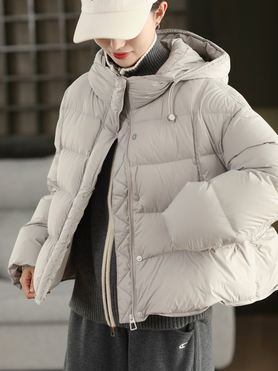 2025 冬季 90% 白アヒルダウンウォームコート 女ファッションフワフワパンケーキ厚手フード付きダウンジャケット