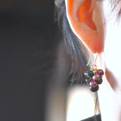 冬の新作【数量限定】大人の色合い　オーナメント風　ボリューム　天然石パール　サージカルステンレスピアス 8枚目の画像