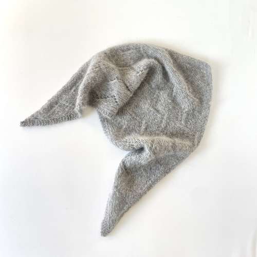 モヘアの三角ショール グレー ニットスカーフ ストール matani 通販