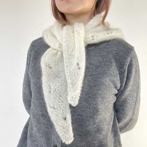 モヘアの三角ショール グレー ニットスカーフ ストール matani 通販