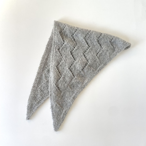 モヘアの三角ショール グレー ニットスカーフ ストール matani 通販