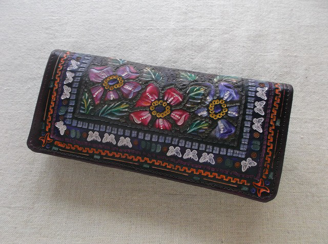 レザークラフト長財布（マチ付き）