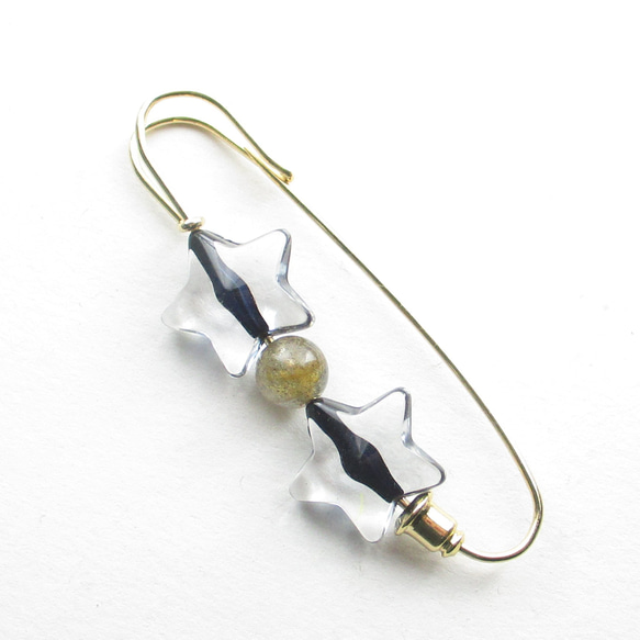 ラブラドライト星降る街角は、いつもネオンで綺麗でちょっといい♪<カブトピンブローチ>SB1189 3枚目の画像