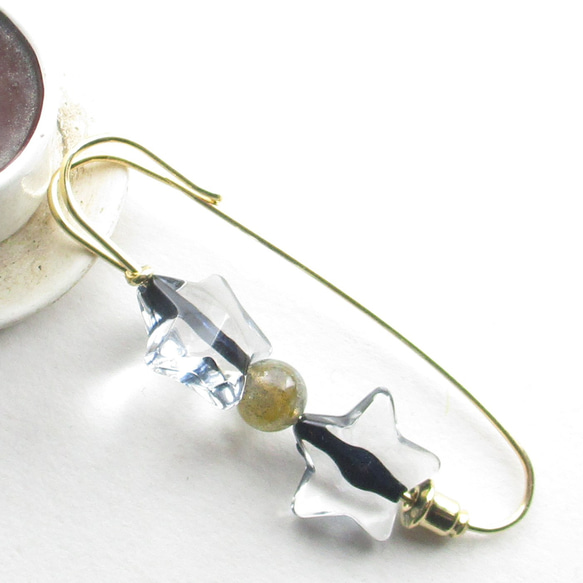 ラブラドライト星降る街角は、いつもネオンで綺麗でちょっといい♪<カブトピンブローチ>SB1189 2枚目の画像