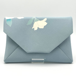 利休バッグ 正絹 正絹 十日町マジョリカお召薔薇文様 (黒系・黒色