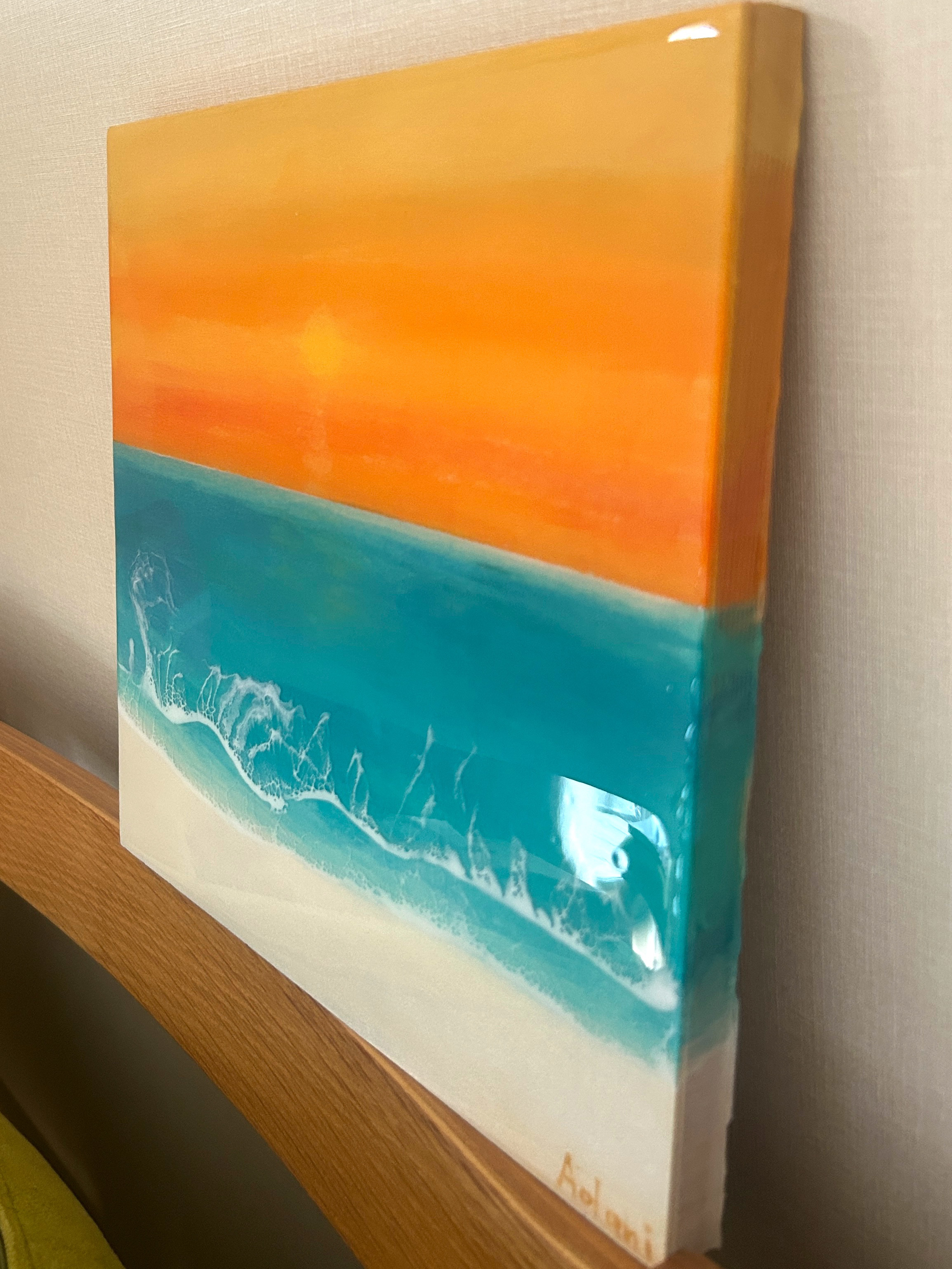 【送料無料】波アート レジンアートボード《SUNSET 201》24cm
