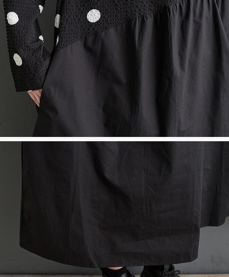 ドット柄　大きいサイズ レディース ワンピース　ゆったり　春 秋冬 新品 長袖