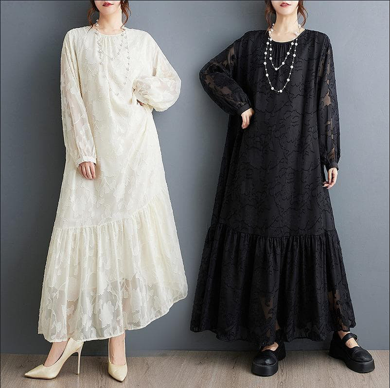 レース　シアー　大きいサイズ レディース 秋冬　ワンピース　春 新品 長袖