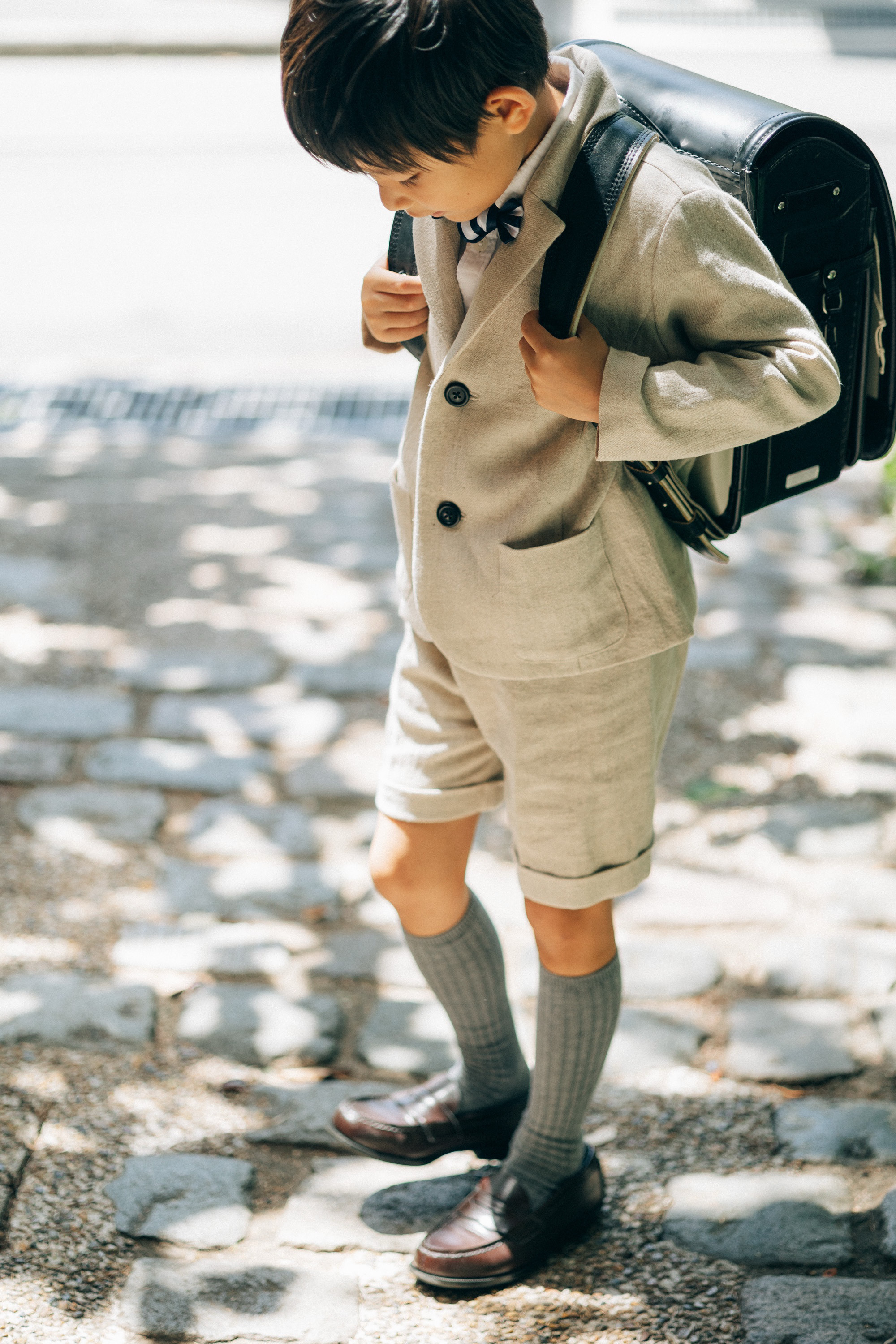 【出来上がり品】 120 ナチュラルコットンスーツ　選べる　蝶ネクタイ　七五三　入園　入学　卒業式