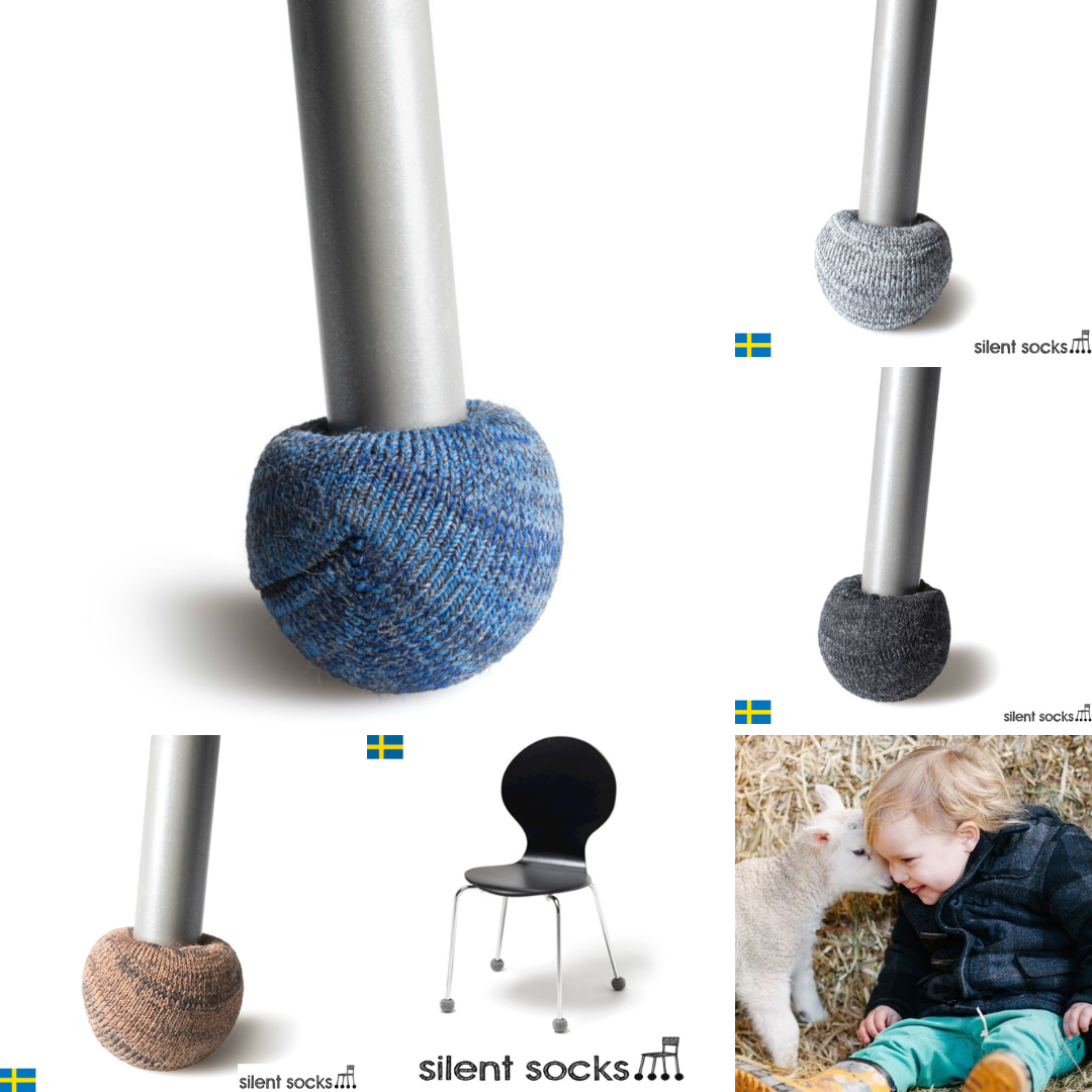 【4個セット】洗えて丈夫！高耐久サイレントソックスHD｜北欧製・消音 椅子脚カバー 青/ブルー 16-22mm