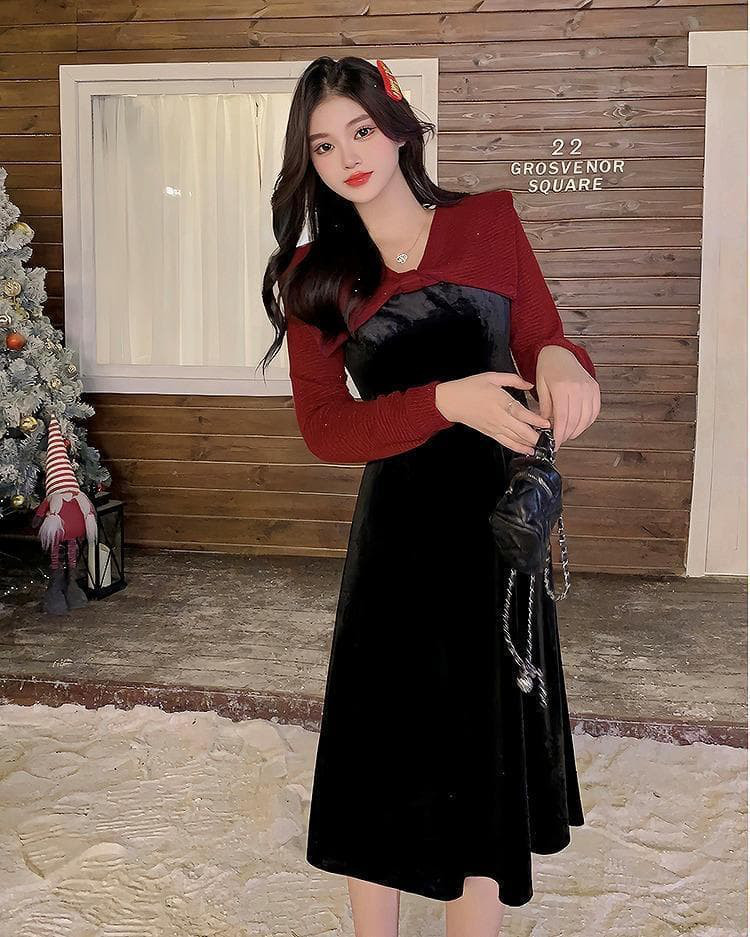 大きいサイズ レディース ワンピース　春 秋冬 新品 長袖　レッド　赤