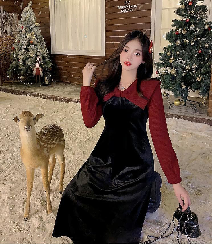 大きいサイズ レディース ワンピース　春 秋冬 新品 長袖　レッド　赤