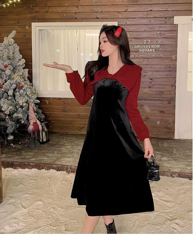 大きいサイズ レディース ワンピース　春 秋冬 新品 長袖　レッド　赤