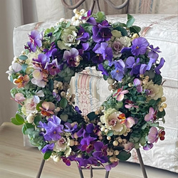 ビオラとガーデンシクラメンの寄せ植えリース ☆*:.｡. 幸せのwreath