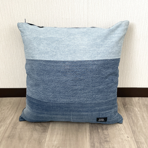 デニムクッションカバー ネイビーブルー 45cm用 ハンドメイド ジーンズ