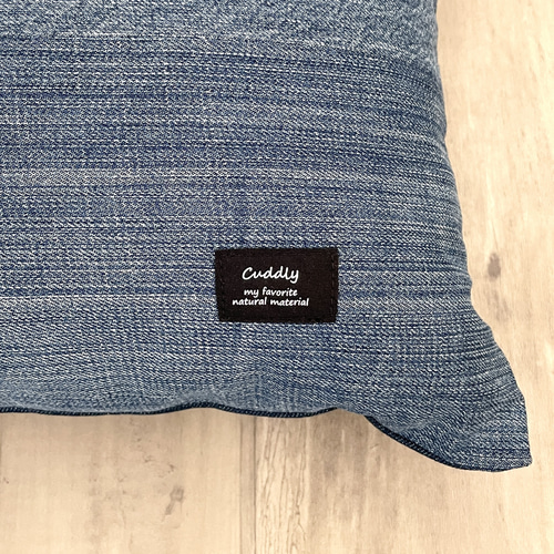 デニムクッションカバー ネイビーブルー 45cm用 ハンドメイド ジーンズ