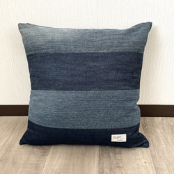 デニムクッションカバー ネイビーブルー 45cm用 ハンドメイド ジーンズ