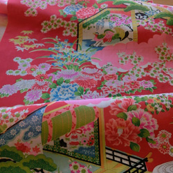 古布＊正絹錦紗縮緬＊梅・笹・舞う童子・春駒＊33x148cm