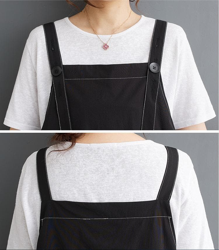 大きいサイズ レディース サロペット　ワンピース　春夏 秋 新品 ブラック