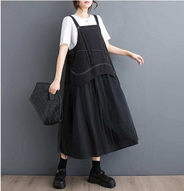 大きいサイズ レディース サロペット　ワンピース　春夏 秋 新品 ブラック