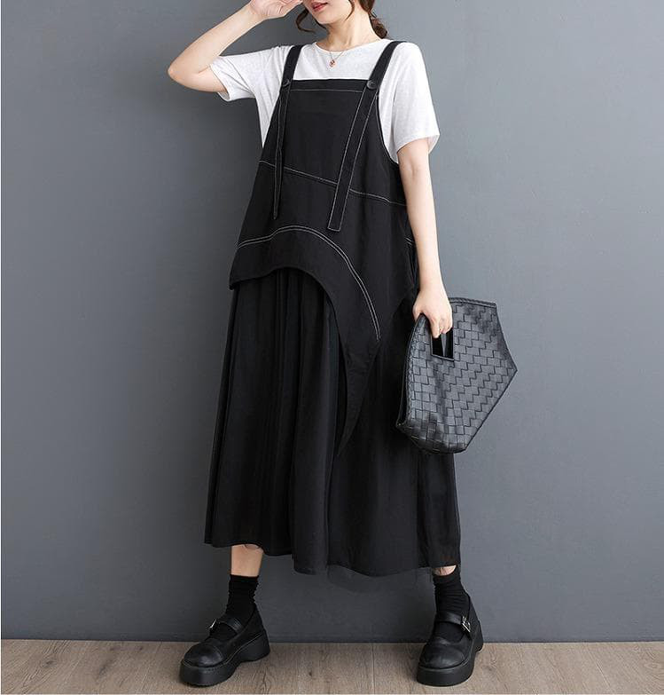 大きいサイズ レディース サロペット　ワンピース　春夏 秋 新品 ブラック